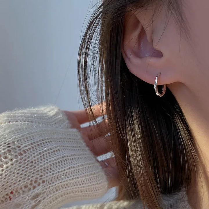 Sterling Silver Round Inlaid Earrings
